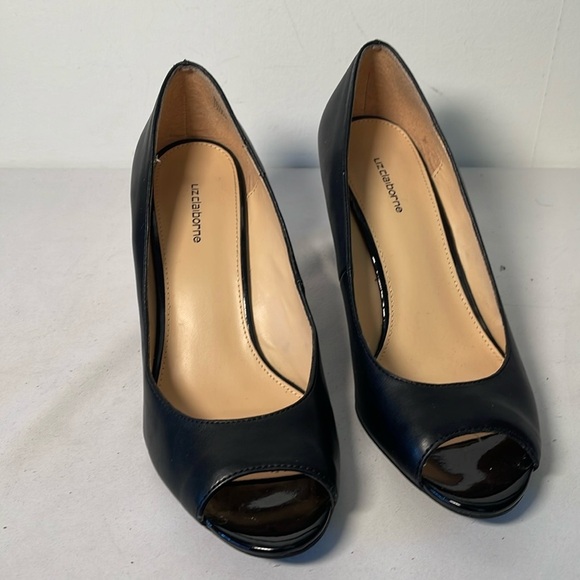 Liz Claiborne Shoes - Liz Claiborne Black Wedge Peep Toe Heel Size 8